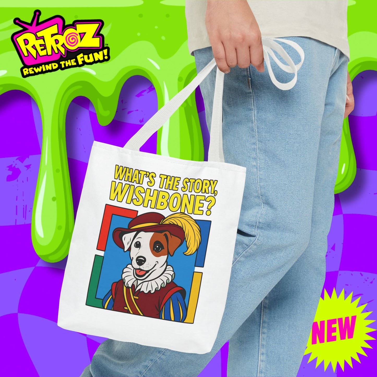 📚🐾 What’s the Story, Wishbone? – Retroz Tote Bag • Rewind the Fun with a tote full of tales!