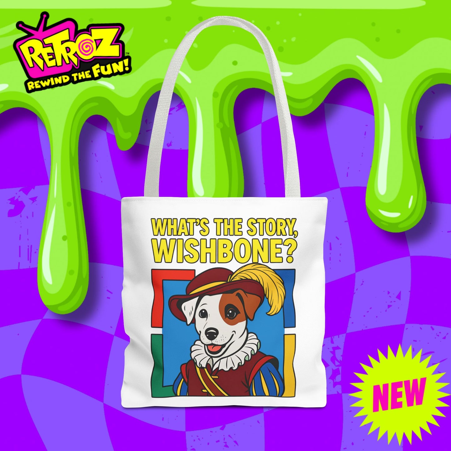 📚🐾 What’s the Story, Wishbone? – Retroz Tote Bag • Rewind the Fun with a tote full of tales!