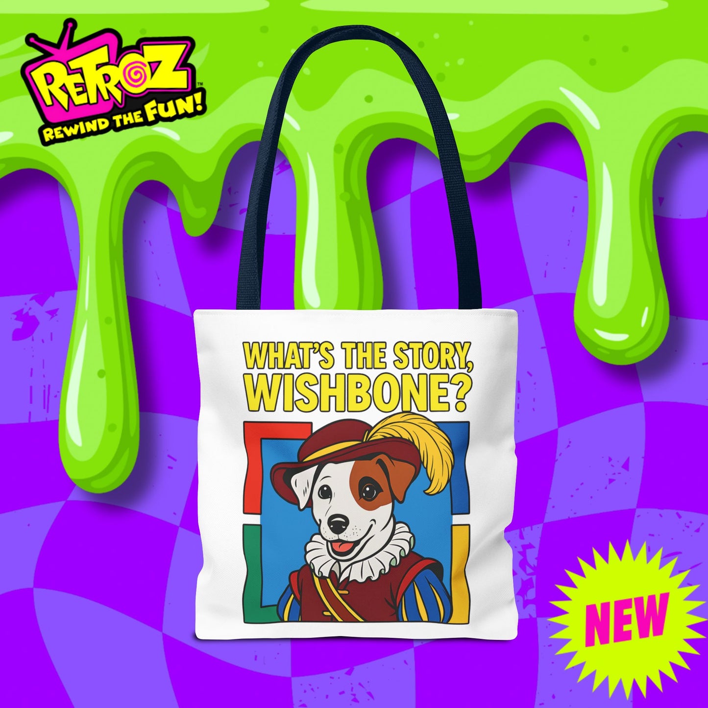 📚🐾 What’s the Story, Wishbone? – Retroz Tote Bag • Rewind the Fun with a tote full of tales!