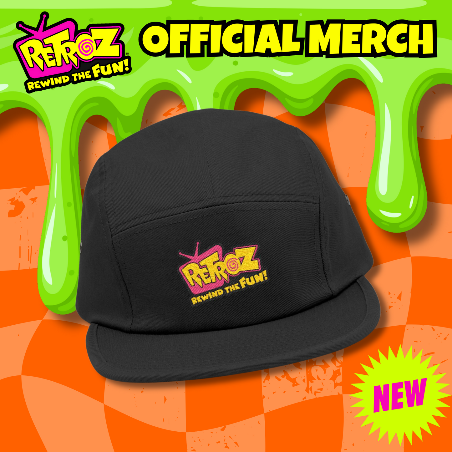🌀Official Retroz™ 5-Panel Camper Hat – Rewind the Fun! (Embroidery)