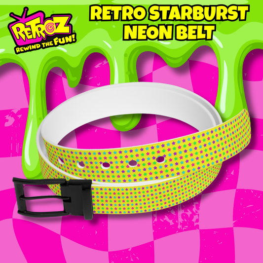 Retro Starburst Neon Belt – Colorful Y2K Style Adjustable Waterproof TPU Belt