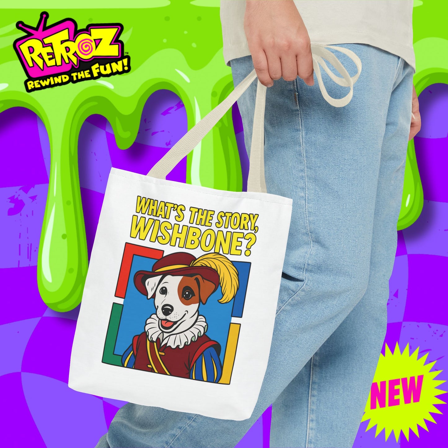 📚🐾 What’s the Story, Wishbone? – Retroz Tote Bag • Rewind the Fun with a tote full of tales!