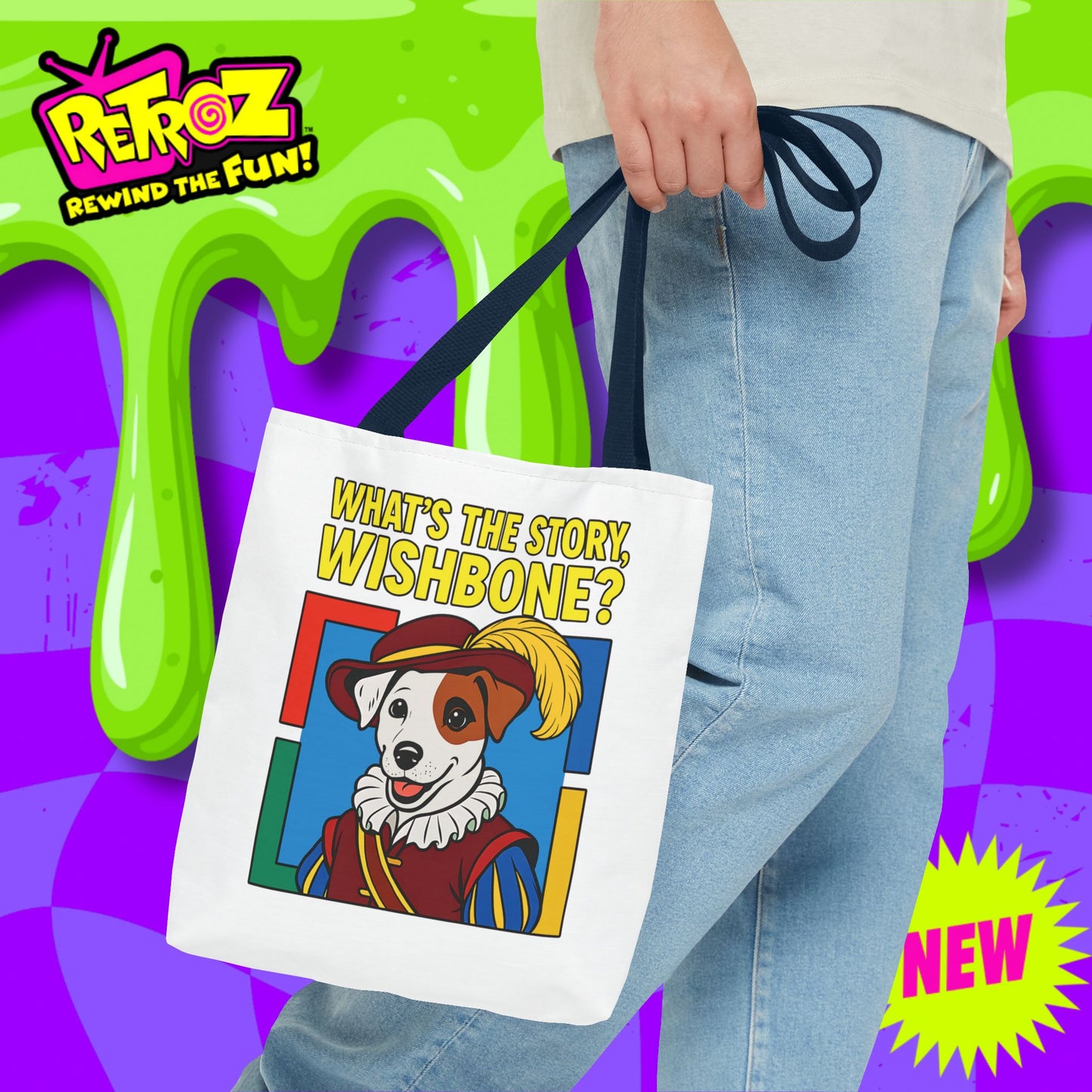 📚🐾 What’s the Story, Wishbone? – Retroz Tote Bag • Rewind the Fun with a tote full of tales!