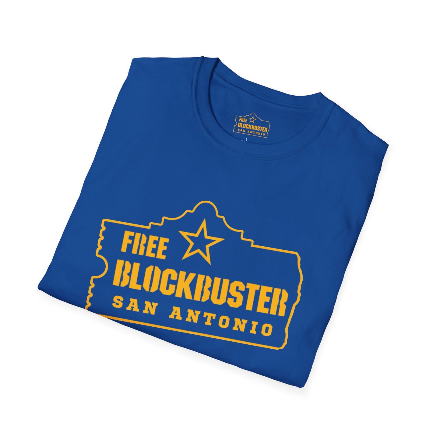 Free Blockbuster San Antonio T-Shirt — Retro Movie Logo Apparel